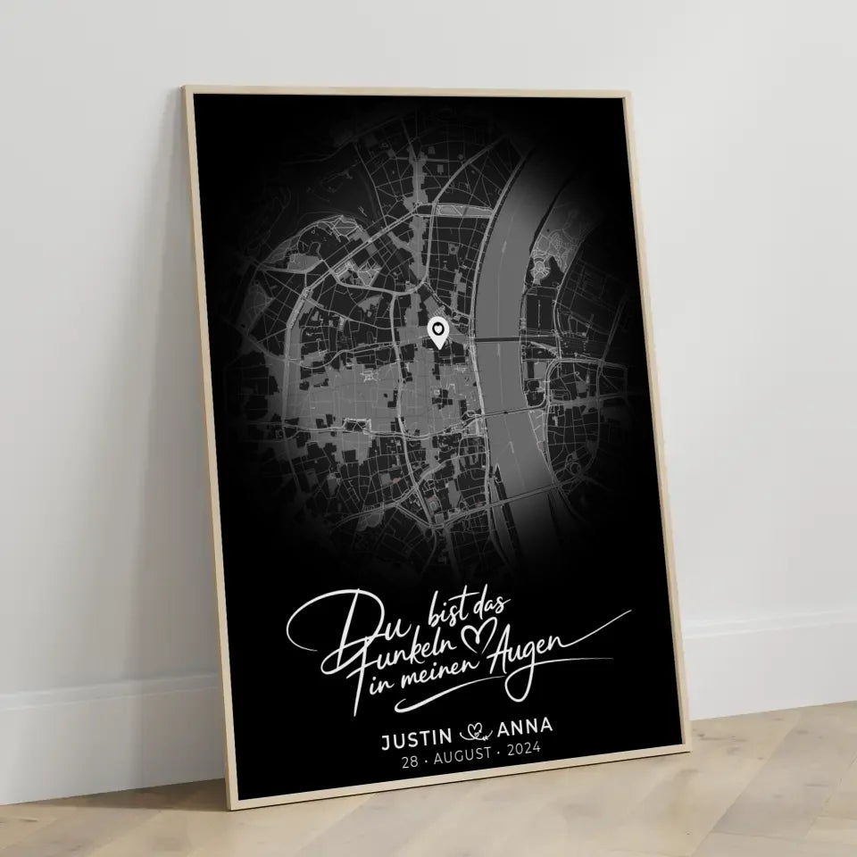Personalisiertes Poster für Paare Stadtkarte Rund Das Funkeln Geschenk 3