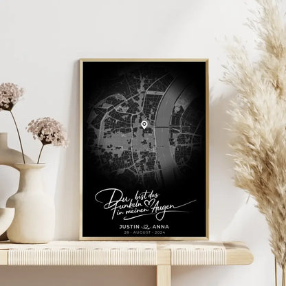 Personalisiertes Poster für Paare Stadtkarte Rund Das Funkeln Geschenk 4