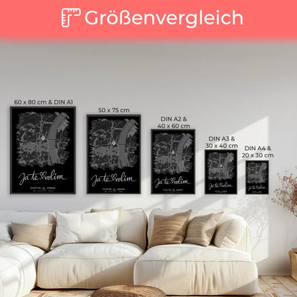 Personalisiertes Liebes Poster Paare Stadtkarte Pinsel-Stil Ja Te Volim 7