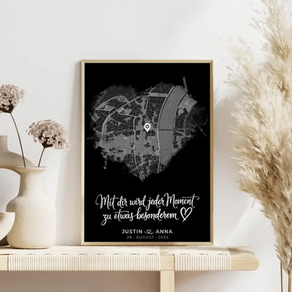Personalisiertes Poster Paare Stadtkarte Herzform Jeder Moment 4