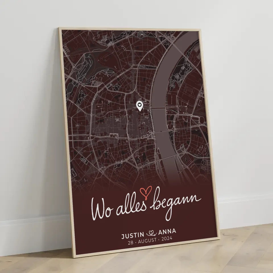 Personalisiertes Poster Paare Stadtkarte Wo Alles Begann Geschenkidee 3