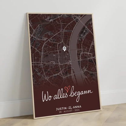 Personalisiertes Poster Paare Stadtkarte Wo Alles Begann Geschenkidee 3