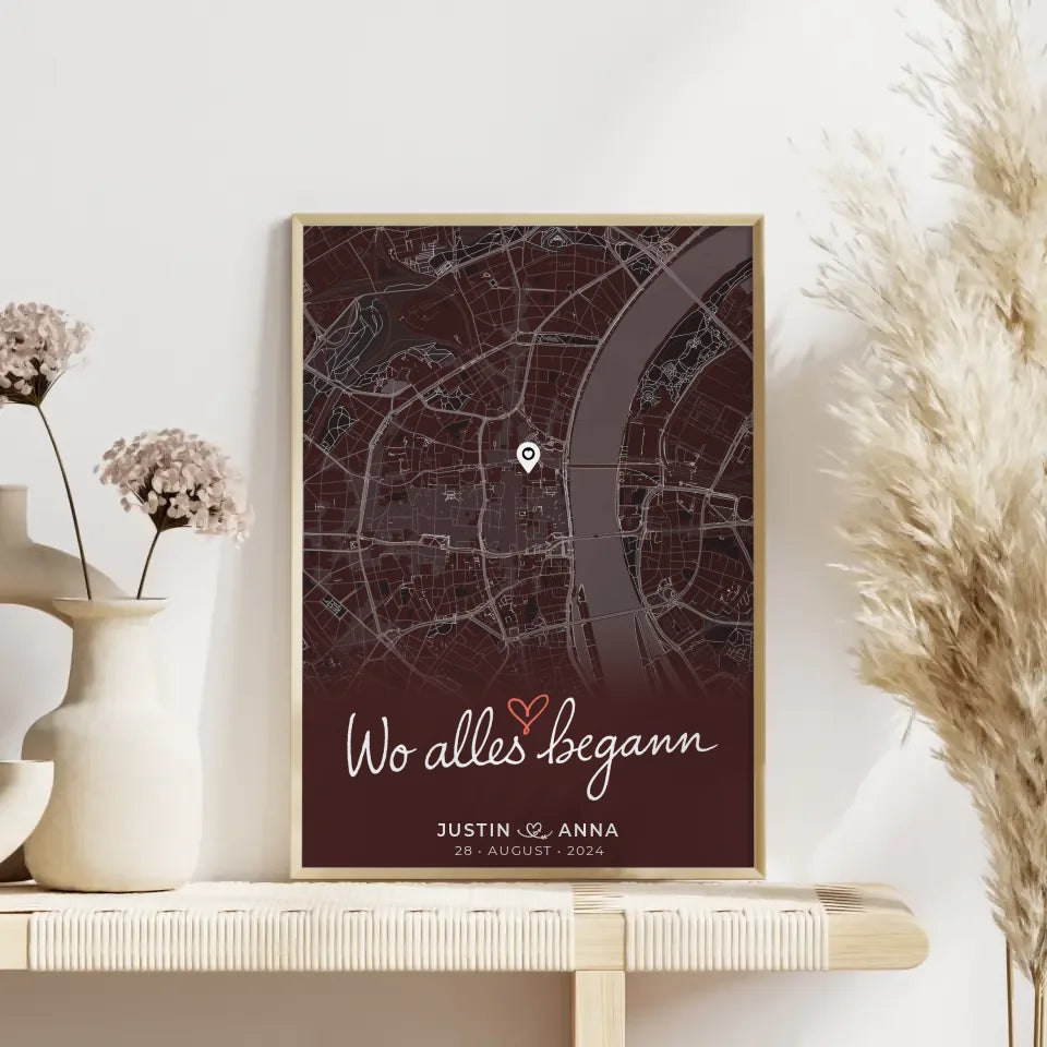Personalisiertes Poster Paare Stadtkarte Wo Alles Begann Geschenkidee 4