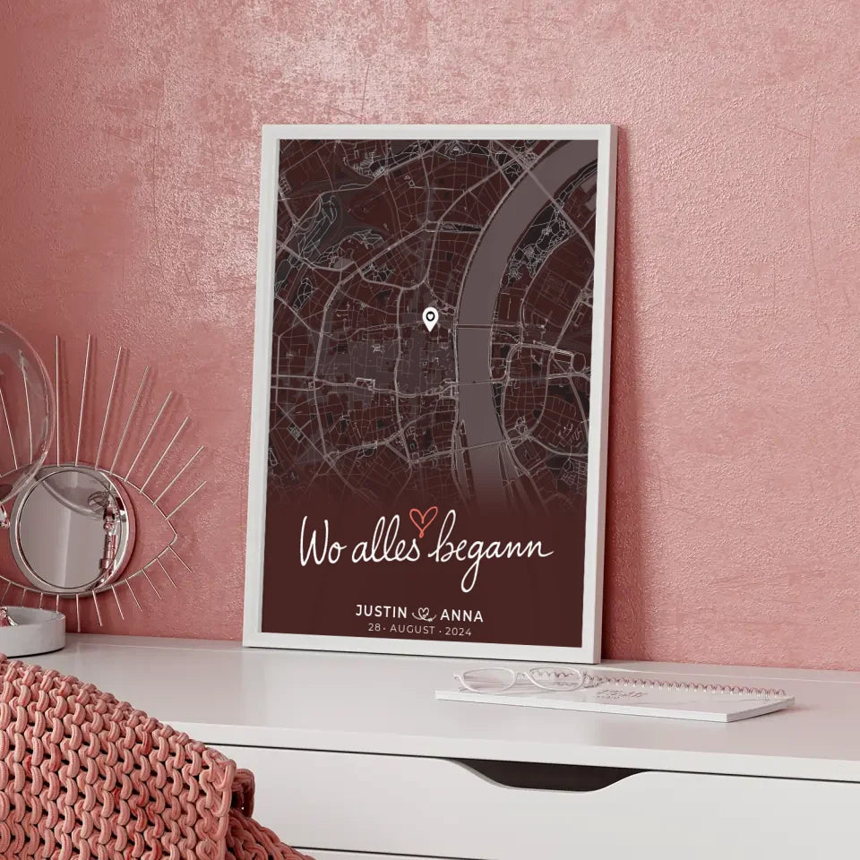 Personalisiertes Poster Paare Stadtkarte Wo Alles Begann Geschenkidee 5