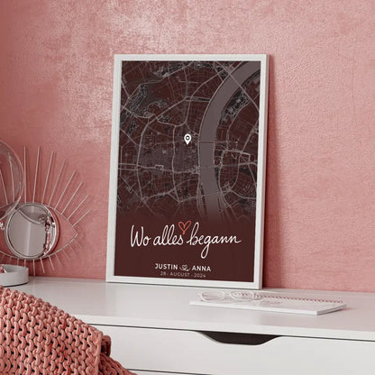 Personalisiertes Poster Paare Stadtkarte Wo Alles Begann Geschenkidee 5