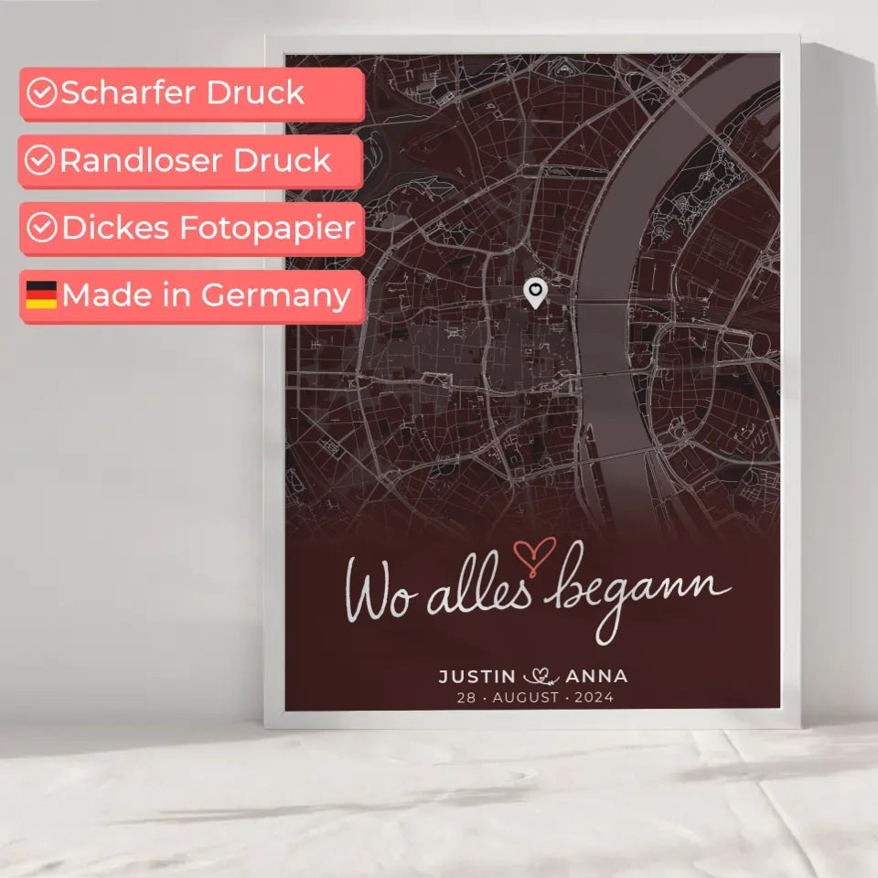 Personalisiertes Poster Paare Stadtkarte Wo Alles Begann Geschenkidee 6