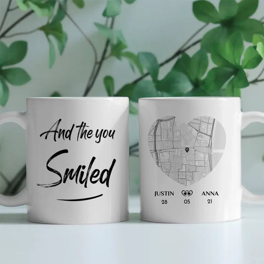 Liebes Tasse für Paare And then you smiled Stadtkarte