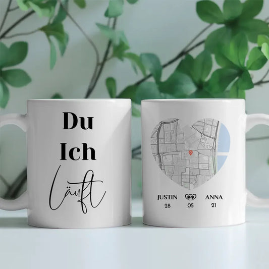 Personalisierte Tasse Liebe Du Ich Läuft Stadtkarte