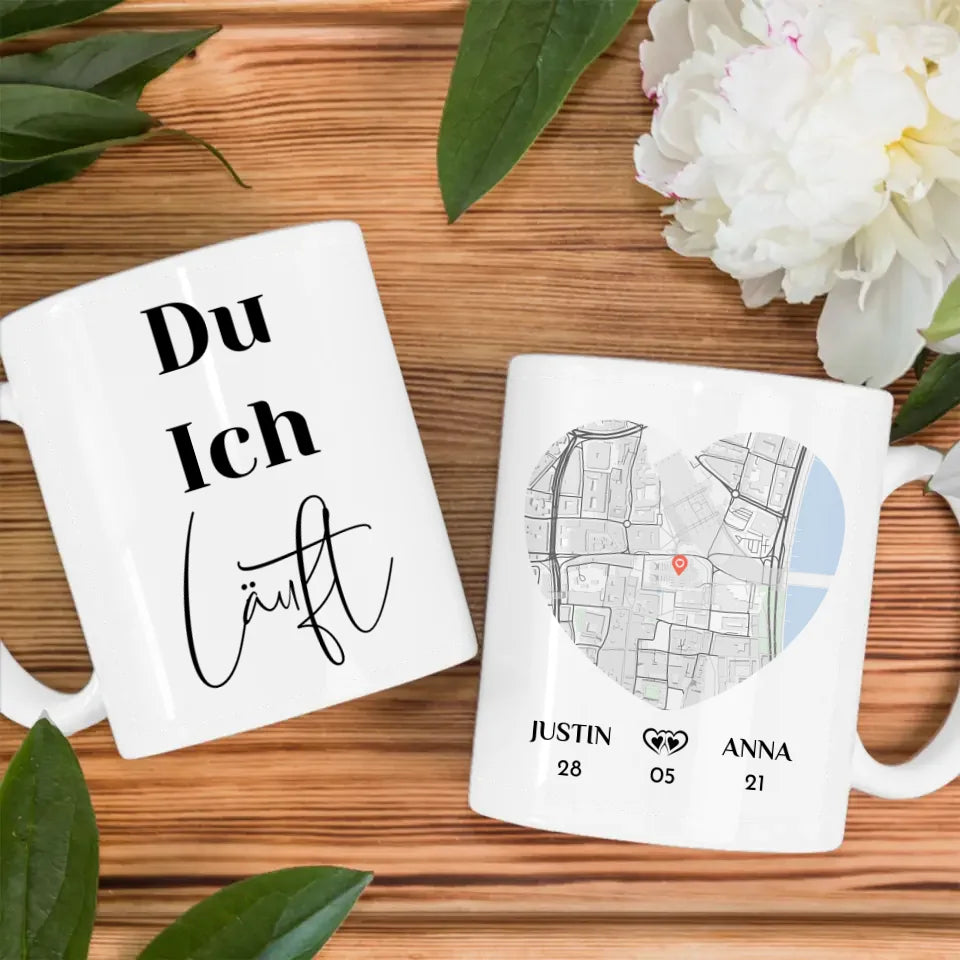 Personalisierte Tasse Liebe Du Ich Läuft Stadtkarte