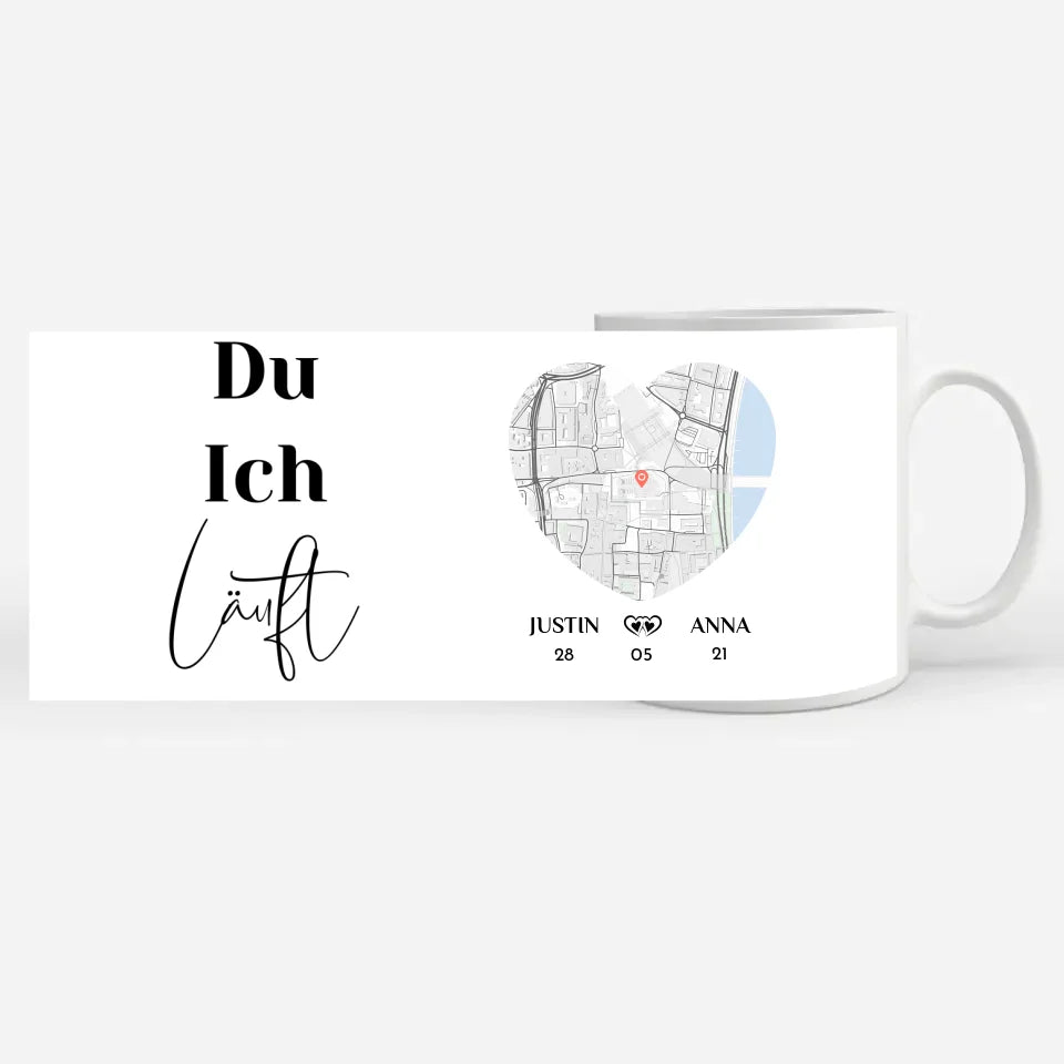 Personalisierte Tasse Liebe Du Ich Läuft Stadtkarte