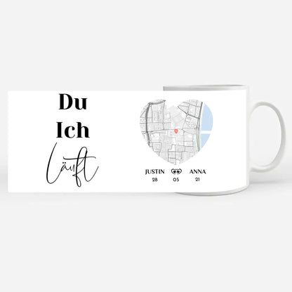 Personalisierte Tasse Liebe Du Ich Läuft Stadtkarte