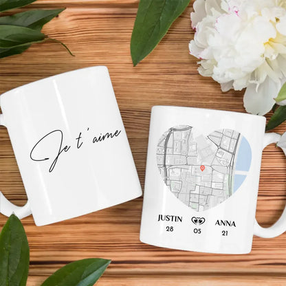 Personalisierte Tasse Liebe Je T Aime Stadtkarte