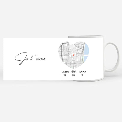 Personalisierte Tasse Liebe Je T Aime Stadtkarte