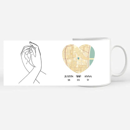 Personalisierte Tasse für Freundin Modern Line Art Stadtkarte Liebe