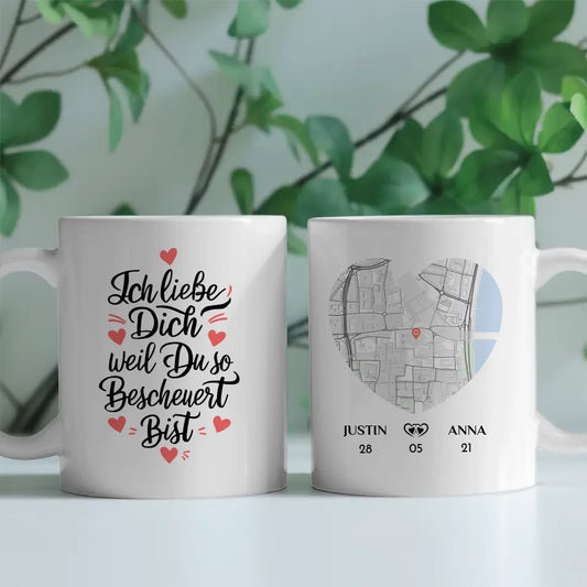 Personalisierte Tasse Liebe ich liebe dich Stadtkarte