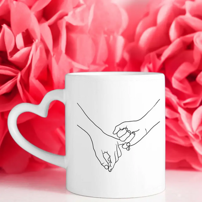 Personalisierte Tasse für Paare Line Art Hände Stadtkarte