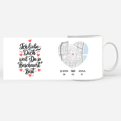 Personalisierte Tasse Liebe ich liebe dich Stadtkarte