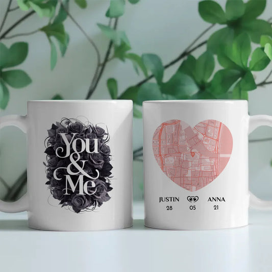 Tasse personalisiert für Paare You and Me Stadtkarte