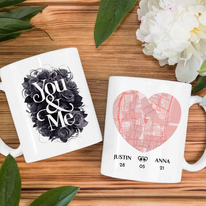 Tasse personalisiert für Paare You and Me Stadtkarte