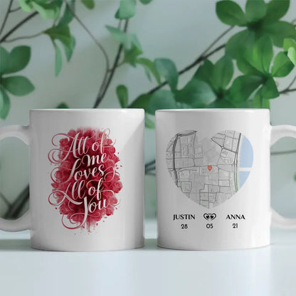 Personalisierte Tasse Liebe All Of Me Loves All Of You Stadtkarte