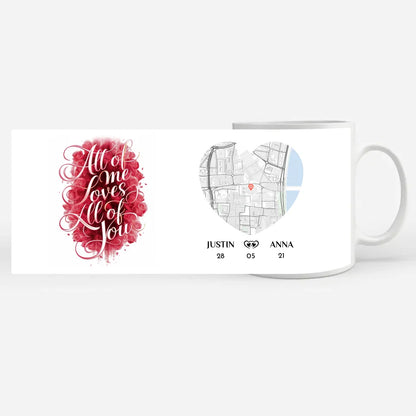 Personalisierte Tasse Liebe All Of Me Loves All Of You Stadtkarte