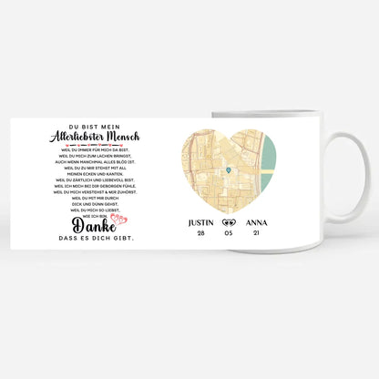 Geschenk Tasse Danke dass es dich gibt Stadtkarte für Freundin Personalisiert