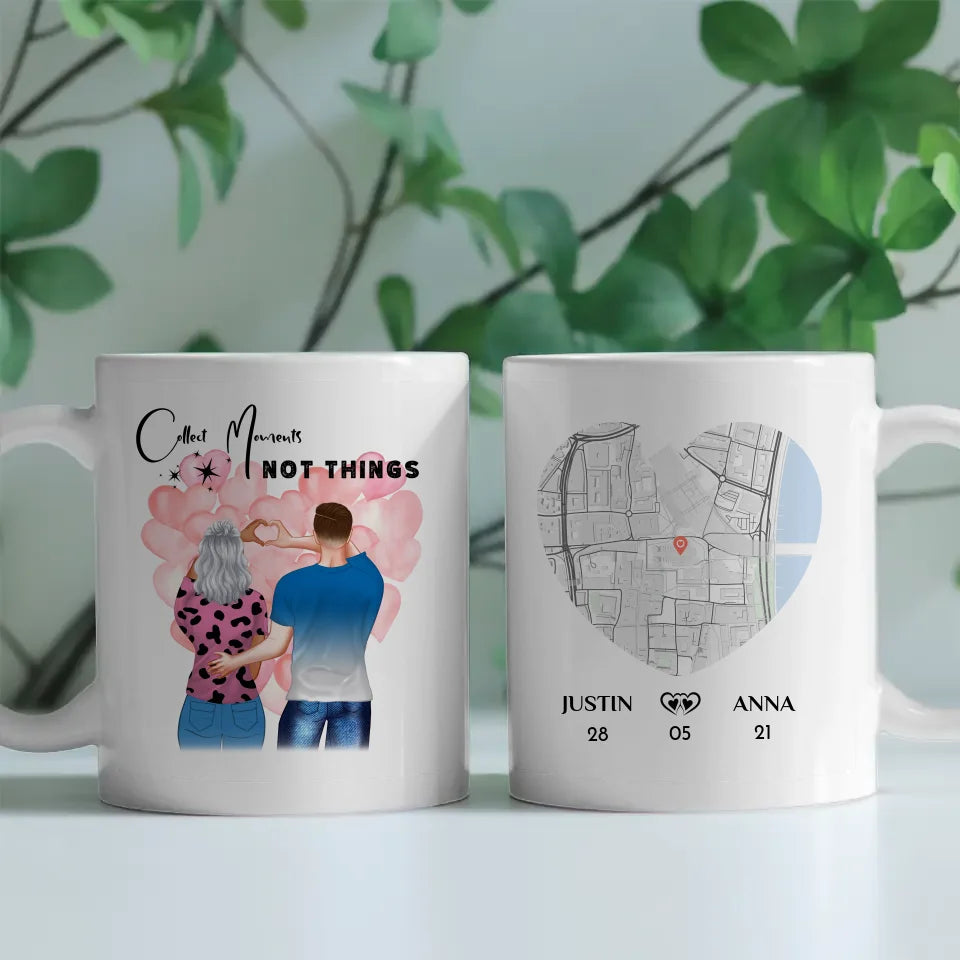 Personalisierte Tasse für Paare Stadtkarte Collect Moments Pärchen Cliparts