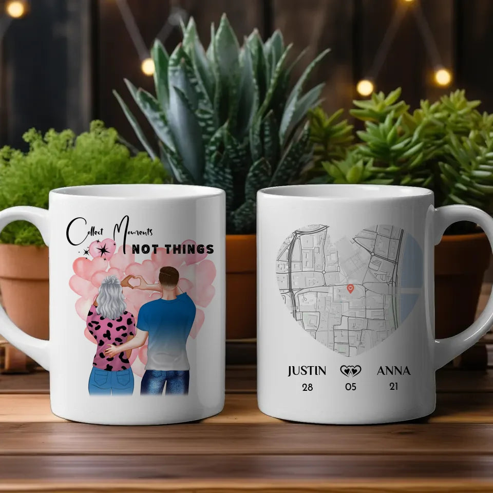 Personalisierte Tasse für Paare Stadtkarte Collect Moments Pärchen Cliparts