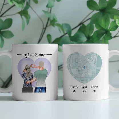 Geschenk Tasse Stadtkarte You & Me Ihr als Figuren Personalisiert