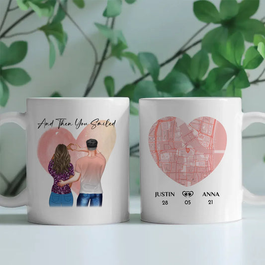 Personalisierte Tasse Stadtkarte You Smiled Paar als Cliparts