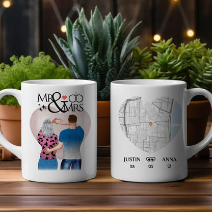 Personalisierte Pärchen Tasse Stadtkarte Mr & Mrs Pärchen Cliparts Liebe