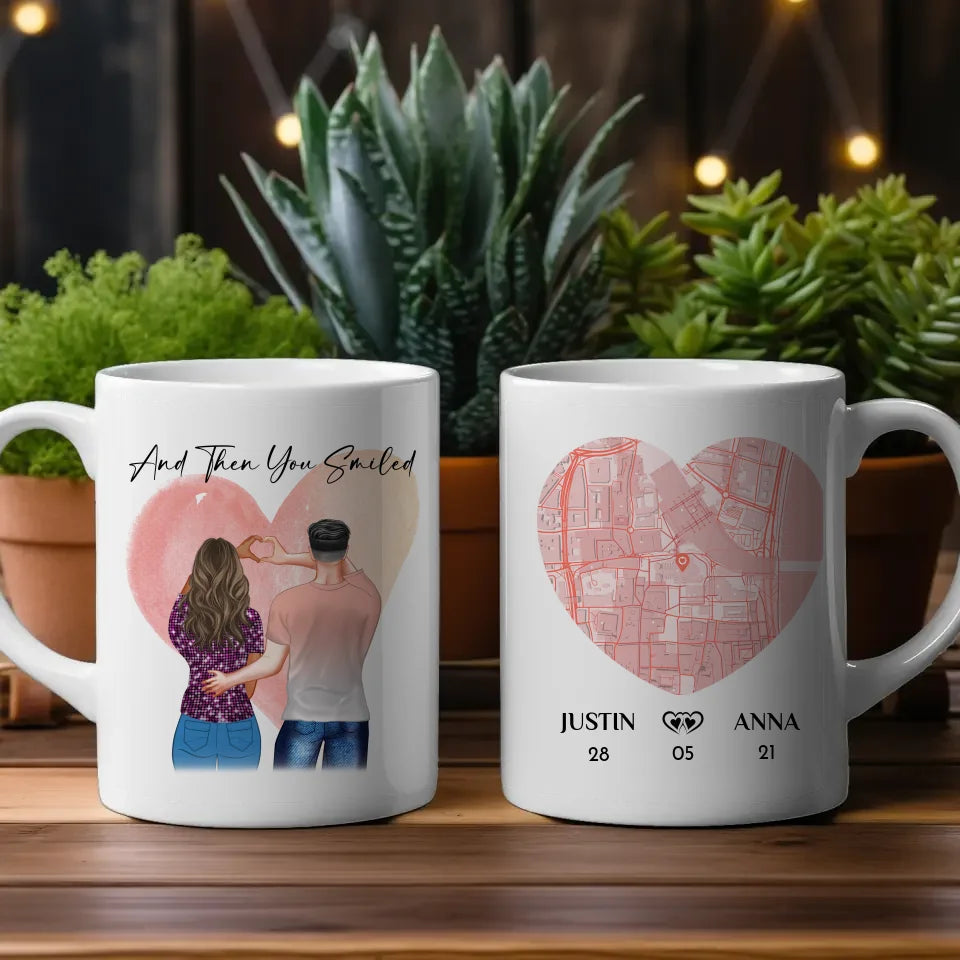 Personalisierte Tasse Stadtkarte You Smiled Paar als Cliparts