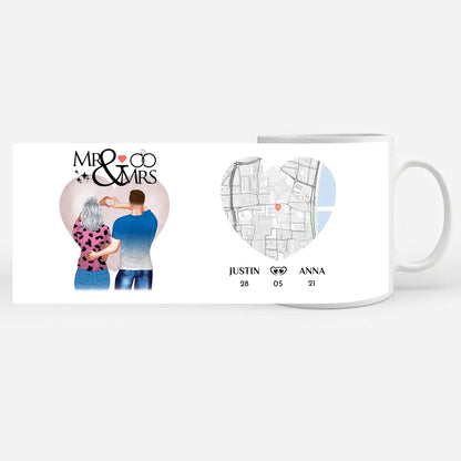 Personalisierte Pärchen Tasse Stadtkarte Mr & Mrs Pärchen Cliparts Liebe