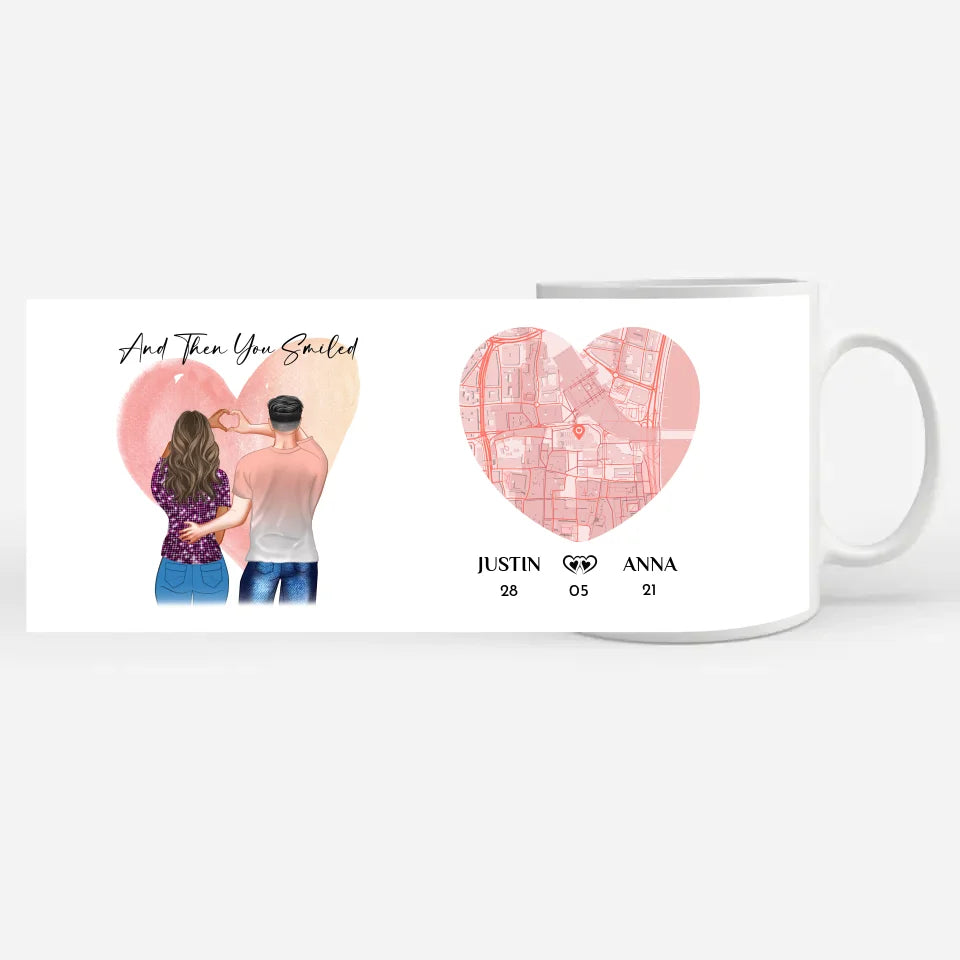 Personalisierte Tasse Stadtkarte You Smiled Paar als Cliparts