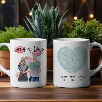 Personalisierte Pärchen Tasse Stadtkarte Love of my live Ihr als Figuren