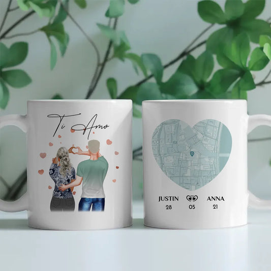 Liebes Tasse für Paare Stadtkarte Ti Amo Ihr als Figuren