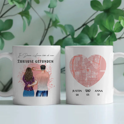 Personalisierte Pärchen Tasse Stadtkarte In Deinen Armen personalisiert