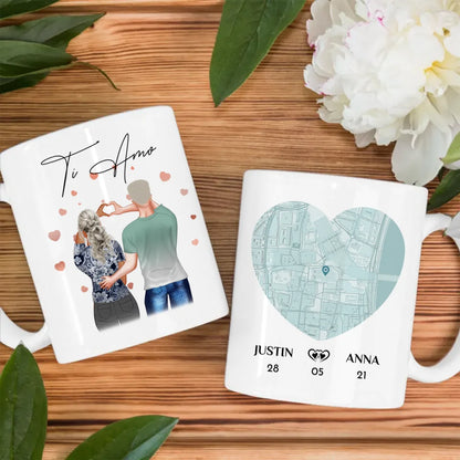 Liebes Tasse für Paare Stadtkarte Ti Amo Ihr als Figuren
