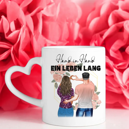 Geschenk Tasse Stadtkarte Hand in Hand Paar als Cliparts Personalisiert