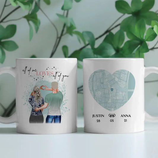 Personalisierte Tasse für Freundin Stadtkarte All of me Ihr als Figuren Liebe