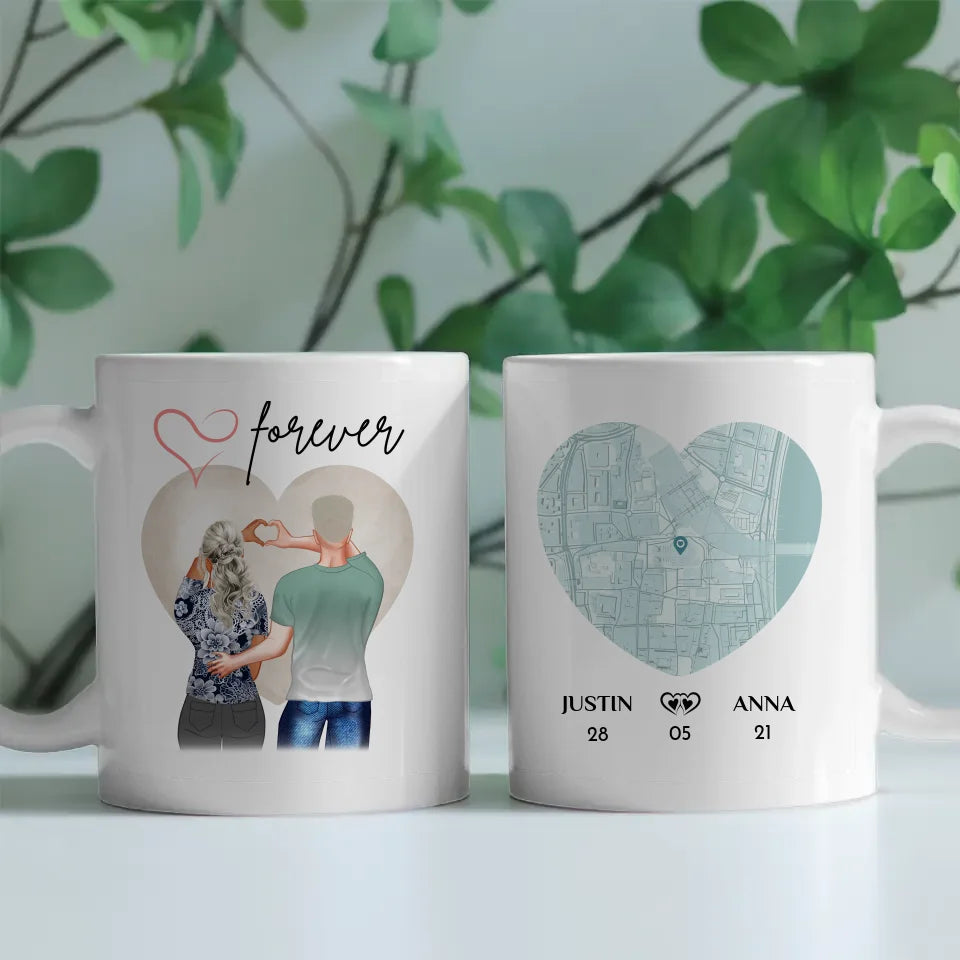 Personalisierte Tasse Liebe Stadtkarte Forever Ihr als Figuren