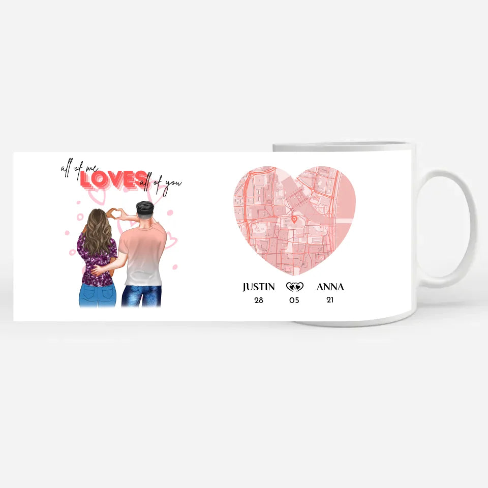 Personalisierte Tasse für Paare Stadtkarte All of me Paar als Cliparts