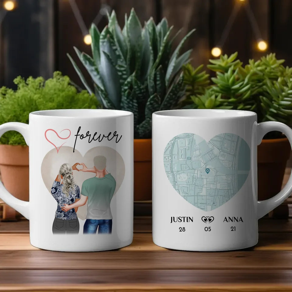 Personalisierte Tasse Liebe Stadtkarte Forever Ihr als Figuren