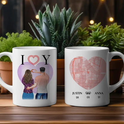 Personalisierte Tasse für Freundin Stadtkarte I Love You Liebe