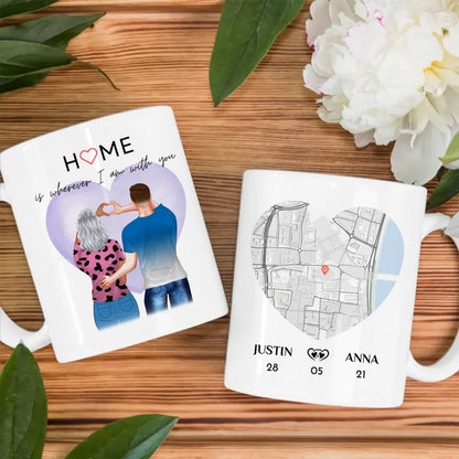 Tasse für Freundin Stadtkarte Home is wherever I am personalisiert