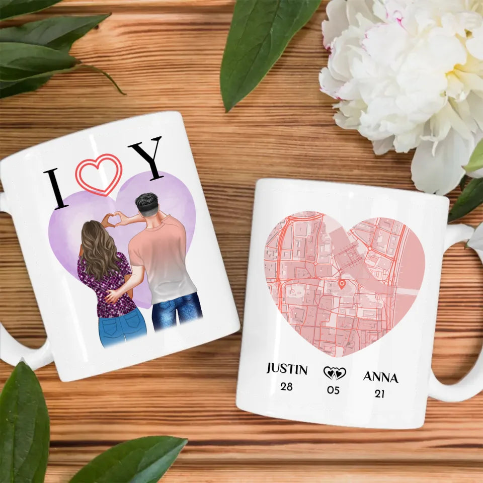 Personalisierte Tasse für Freundin Stadtkarte I Love You Liebe