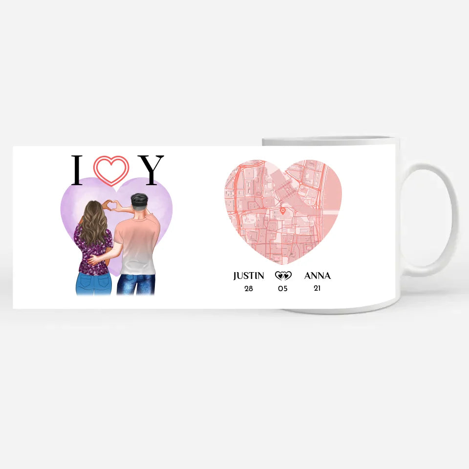 Personalisierte Tasse für Freundin Stadtkarte I Love You Liebe