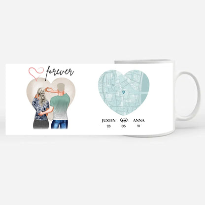 Personalisierte Tasse Liebe Stadtkarte Forever Ihr als Figuren