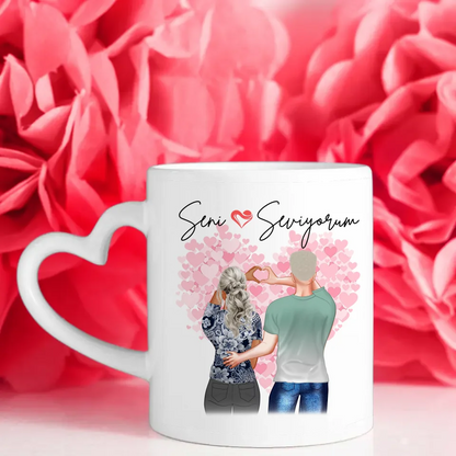 Personalisierte Tasse Stadtkarte Seni Seviyorum für Paare