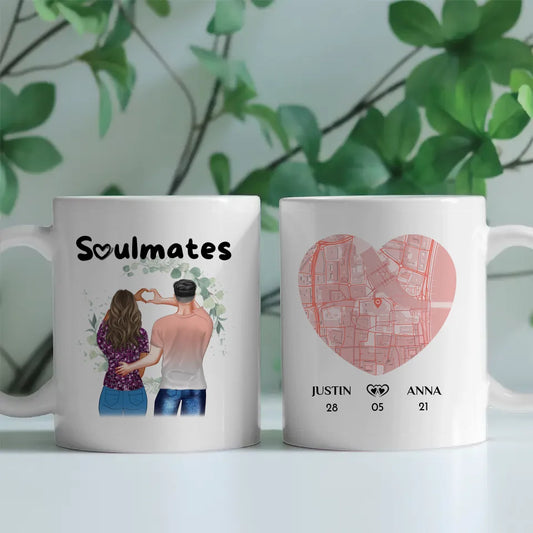 Personalisierte Tasse Liebe Stadtkarte Soulmates Paar als Cliparts